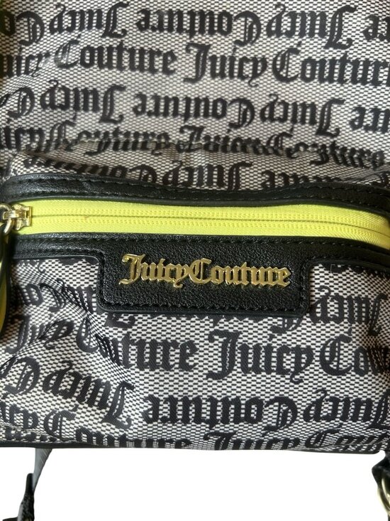 Juicy Couture Y2K Mini Backpack Coin Purse Logo Print Neon Trim Black Pink main image 14